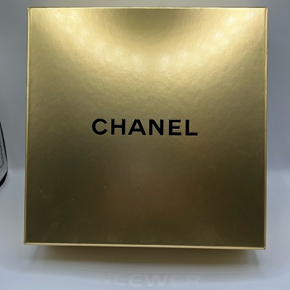 RARE Chanel Empty Gold and Black Gift Box 8”x8”x3”